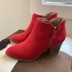 Red ankle boots